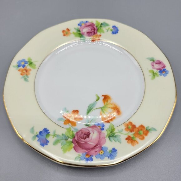 Vtg TK Thuny Czechoslovakia Lexington Floral 2 Bread Butter Plates Gold Trim 6" - Picture 6 of 8